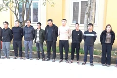 Số đối tượng đánh bạc bị bắt giữ. (Ảnh: Công an Nghệ An)