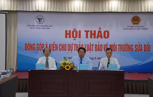 Phó Chủ tịch Liên hiệp các Hội Khoa học và Kỹ thuật Việt Nam Nghiêm Vũ Khải, Thứ trưởng Tài Nguyên và Môi trường Võ Tuấn Nhân, Phó Chủ nhiệm Ủy ban Khoa học, Công nghệ và Môi trường của Quốc hội Trần 