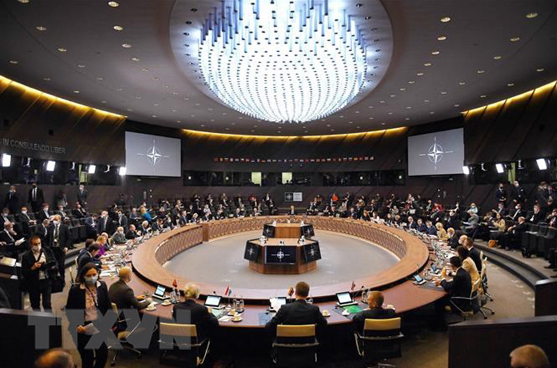 Toàn cảnh cuộc họp cấp ngoại trưởng các nước thành viên NATO tại Brussels, Bỉ, ngày 4/3/2022. (Ảnh: AFP/TTXVN)
