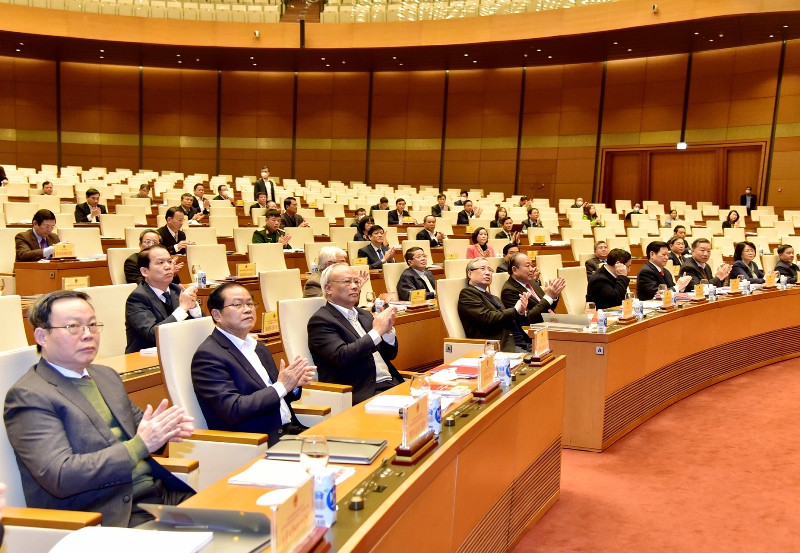 Các đồng chí lãnh đạo Đảng, Nhà nước và các đại biểu dự hội nghị. Tổng Bí thư, Chủ tịch nước Nguyễn Phú Trọng: Tổ chức bầu cử đại biểu Quốc hội và đại biểu HĐND các cấp đạt kết quả cao nhất, trở thành ngày hội của toàn dân -0