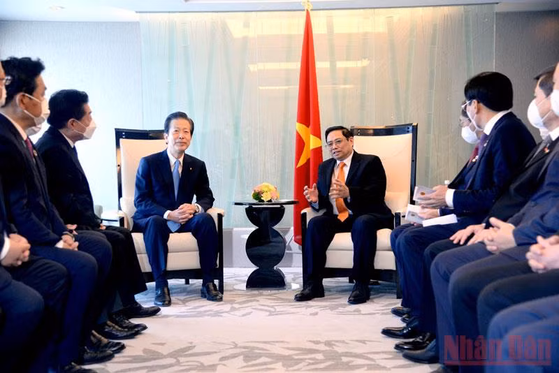 Thủ tướng Phạm Minh Chính tiếp Chủ tịch Đảng Công Minh Yamaguchi Natsuo.