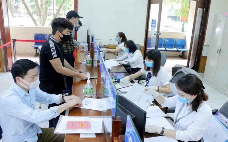 Bộ phận một cửa Sở Tư pháp Hà Nội. (Ảnh: PLXH)
