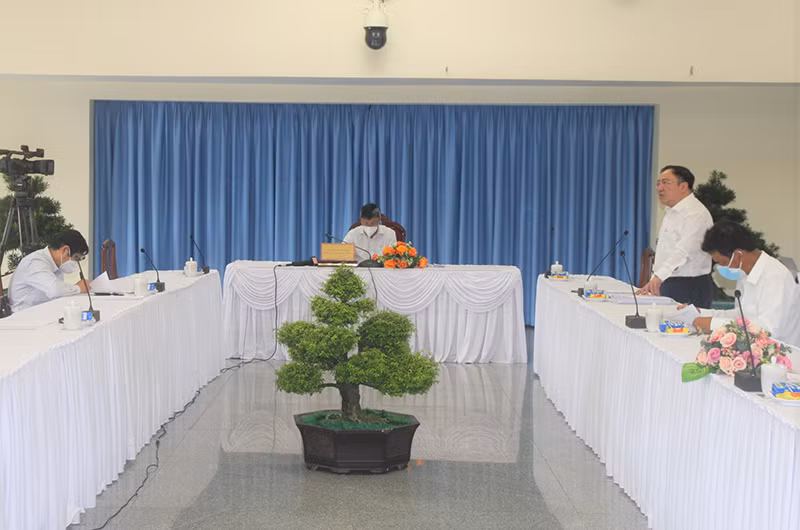 Quang cảnh họp Ban Chỉ đạo phòng, chống dịch Covid-19 tỉnh Đồng Nai.