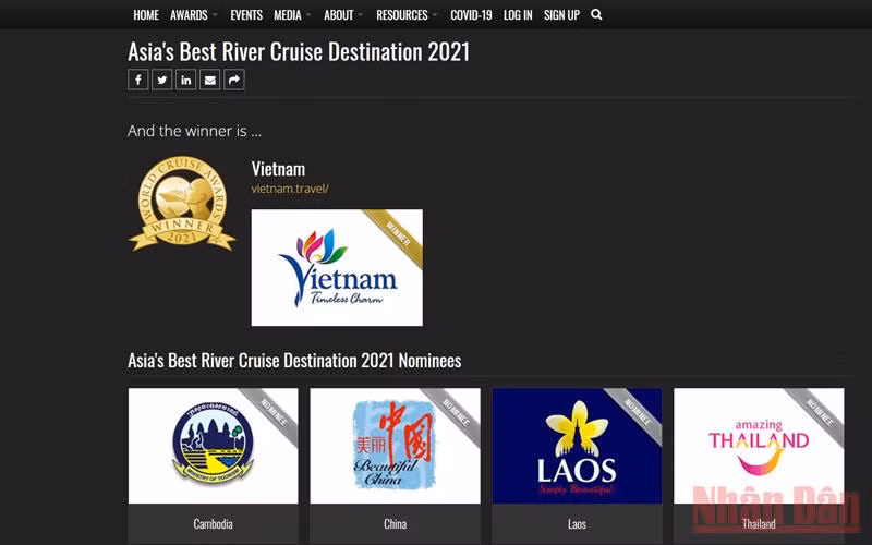 Việt Nam là “Điểm đến Du thuyền trên sông tốt nhất châu Á năm 2021” -0