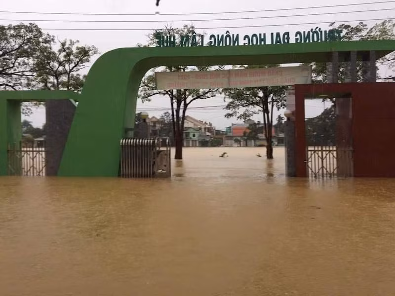 Trường đại học Nông Lâm, Đại học Huế bị ngập sâu 