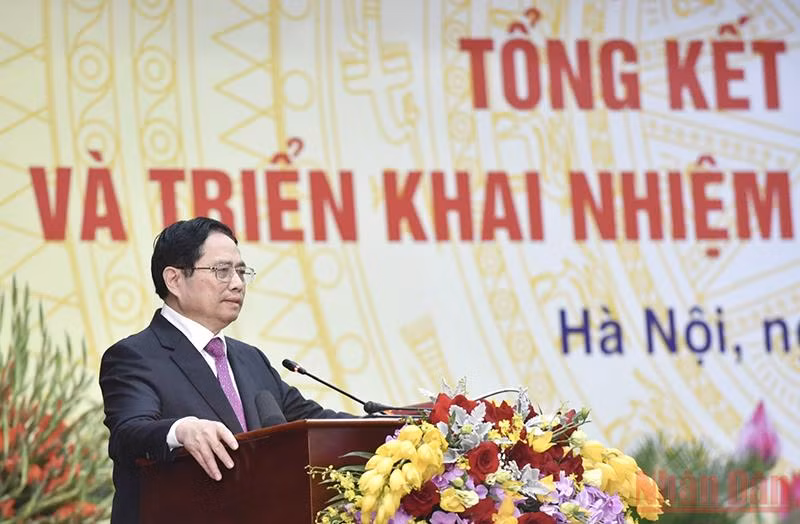 Thủ tướng Phạm Minh Chính phát biểu chỉ đạo. (Ảnh: TRẦN HẢI)