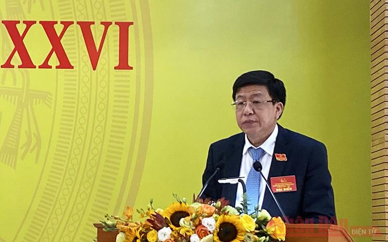 Đồng chí Dương Đức Tuấn, Bí thư Quận ủy Hoàn Kiếm phát biểu tại Đại hội. Phát triển quận Hoàn Kiếm ngày càng giàu đẹp, văn minh -0