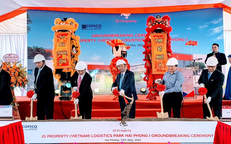 Lễ khởi công dự án JD Property (Vietnam) Logistics Park Haiphong 1 tại Khu phi thuế quan và Khu công nghiệp Nam Đình Vũ (thành phố Hải Phòng).