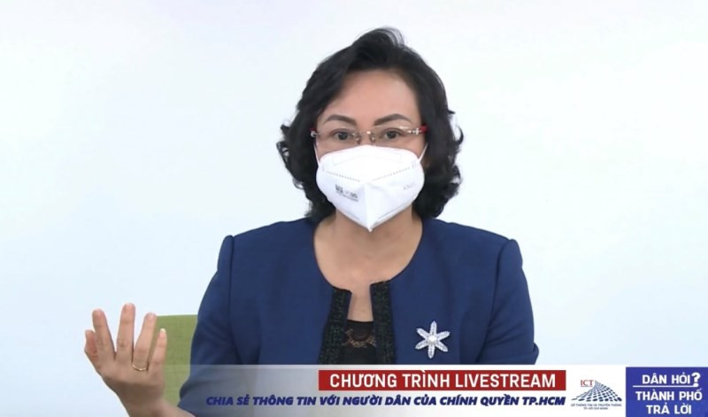 Bà Phan Thị Thắng, Phó Chủ tịch UBND TP Hồ Chí Minh tham gia Chương trình Livestream “Dân hỏi - Thành phố trả lời”, tối 8/10. Hỗ trợ doanh nghiệp tại TP Hồ Chí Minh phục hồi sau dịch -0