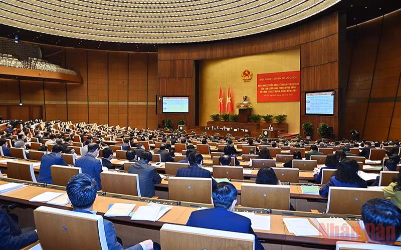 Hội nghị cán bộ toàn quốc quán triệt, triển khai thực hiện Kết luận và Quy định của Ban Chấp hành Trung ương về xây dựng, chỉnh đốn Đảng ngày 9/12/2021. (Ảnh minh họa: Hải Nguyên)