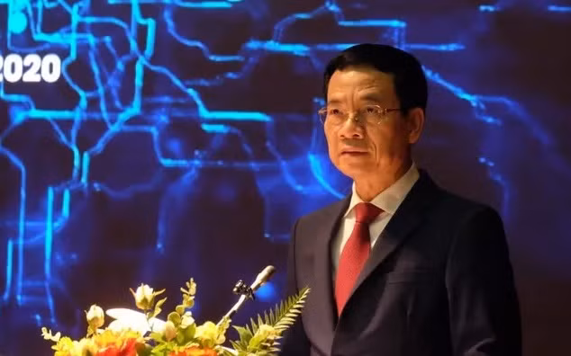 Bộ trưởng Thông tin và Truyền thông Nguyễn Mạnh Hùng phát biểu tại Diễn đàn công nghệ mở Việt Nam 2020.
