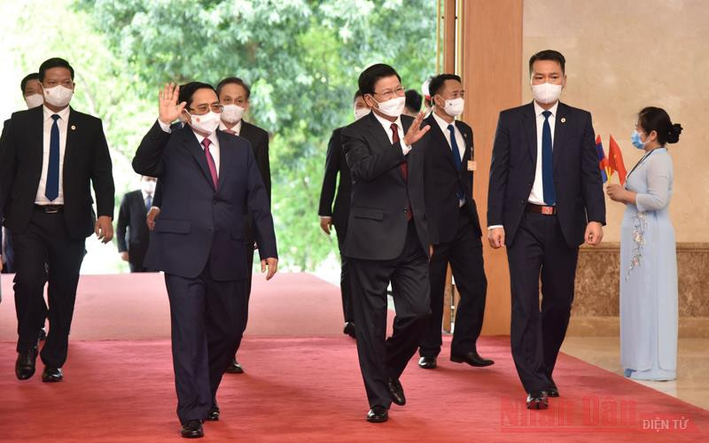 Tổng Bí thư, Chủ tịch nước Lào Thongloun Sisoulith vui mừng trở lại thăm Việt Nam trên cương vị mới. (Ảnh: Trần Hải) Thủ tướng Chính phủ Phạm Minh Chính hội kiến Tổng Bí thư, Chủ tịch nước Lào Thongloun Sisoulith -0