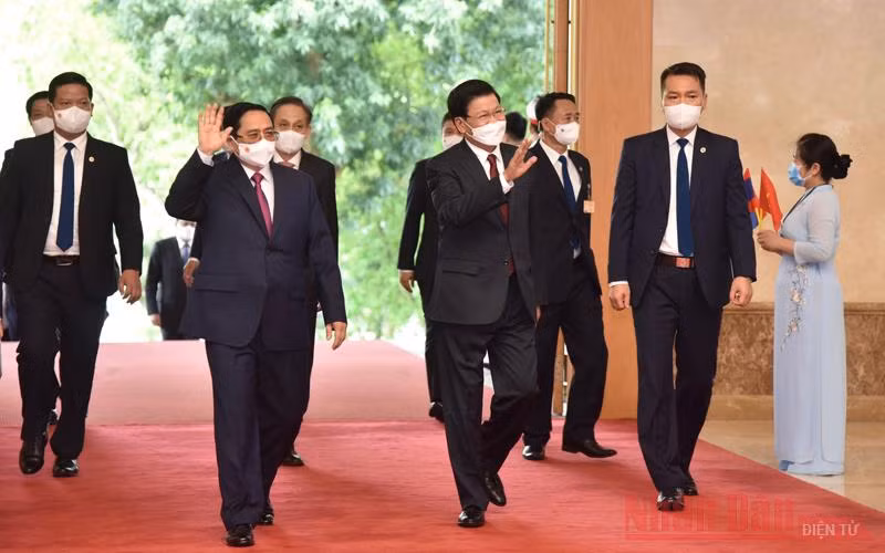 Thủ tướng Chính phủ Phạm Minh Chính hội kiến Tổng Bí thư, Chủ tịch nước Lào Thongloun Sisoulith -0