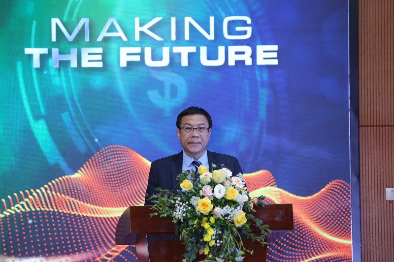 Thứ trưởng Khoa học và Công nghệ Lê Xuân Định phát biểu. Phát động Cuộc thi Sinh viên khởi nghiệp công nghệ tài chính Finnovation 2022 -0