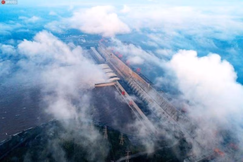 Một góc đập Tam Hiệp ngày 18-8. (Nguồn: Tân Hoa xã)