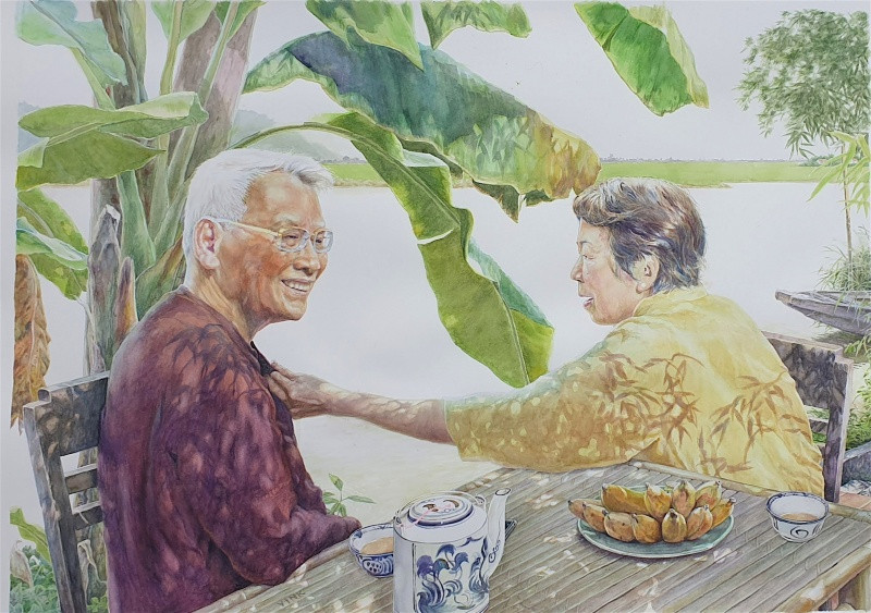 Chân dung anh trai của Vink - nhạc sĩ Vĩnh Khôi (Minh Khôi) và vợ bên sông Hương. 2-1636855651450.jpg