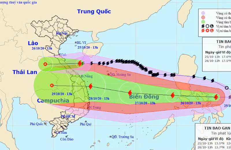 Vị trí và hướng di chuyển của bão số 8 (hình trên). (Nguồn: kttv.gov.vn)