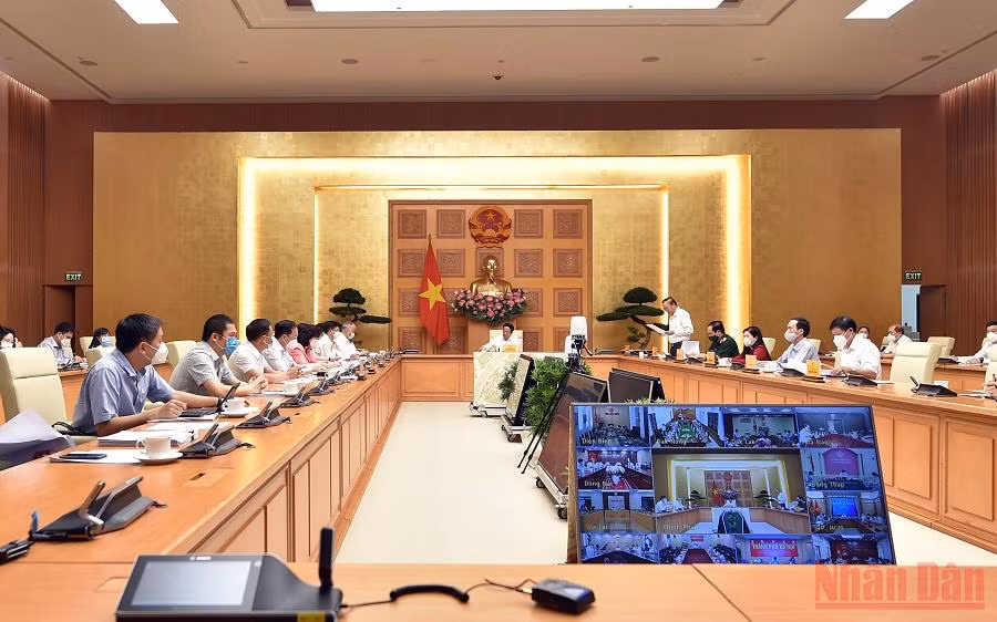 Hội nghị trực tuyến thúc đẩy lưu thông, tiêu thụ nông sản trong bối cảnh phòng, chống dịch Covid-19. (Ảnh: ĐỨC TUÂN).