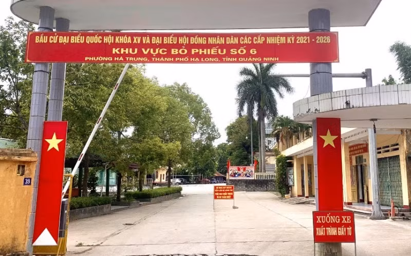 Khu vực bỏ phiếu số 6 tại Trại tạm giam Công an tỉnh Quảng Ninh.