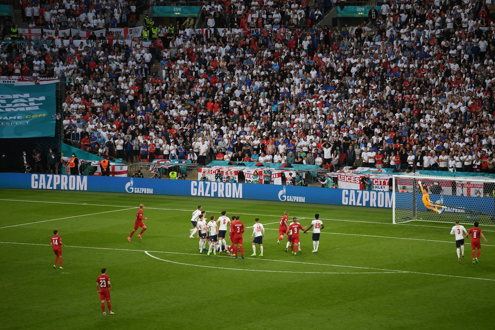 Đan Mạch trở thành đội đầu tiên phá lưới tuyển Anh tại EURO 2020. (Ảnh: UEFA) Nhìn lại chiến thắng lịch sử đưa Anh vào chung kết EURO 2020 -0