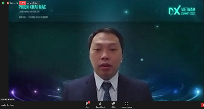 Thứ trưởng Thông tin và Truyền thông Nguyễn Huy Dũng phát biểu tại phiên khai mạc. Khai mạc Diễn đàn Cấp cao Chuyển đổi số Việt Nam 2021 -0
