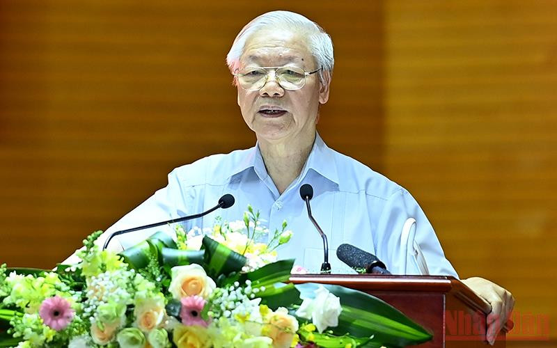Tổng Bí thư Nguyễn Phú Trọng phát biểu tại hội nghị (Ảnh: Đăng Khoa).