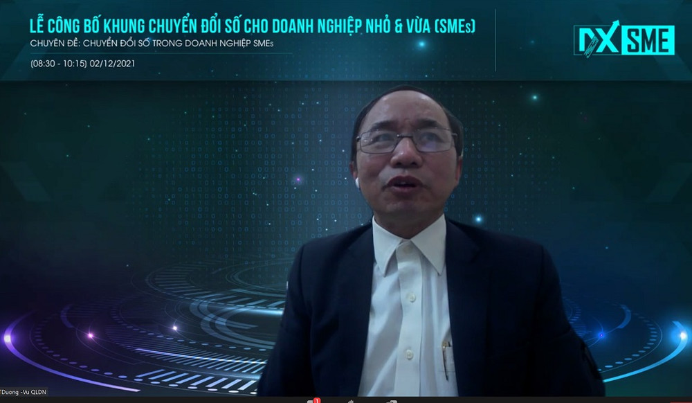 Ông Nguyễn Trọng Đường, Phó Vụ trưởng phụ trách, Vụ Quản lý doanh nghiệp, Bộ Thông tin và Truyền thông. Công bố Khung hướng dẫn chuyển đổi số cho doanh nghiệp nhỏ và vừa -0