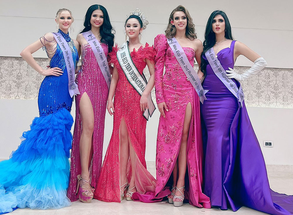 Top 5 của cuộc thi. Bella Vũ Huyền Diệu đăng quang Miss Eco Teen International 2021 -0