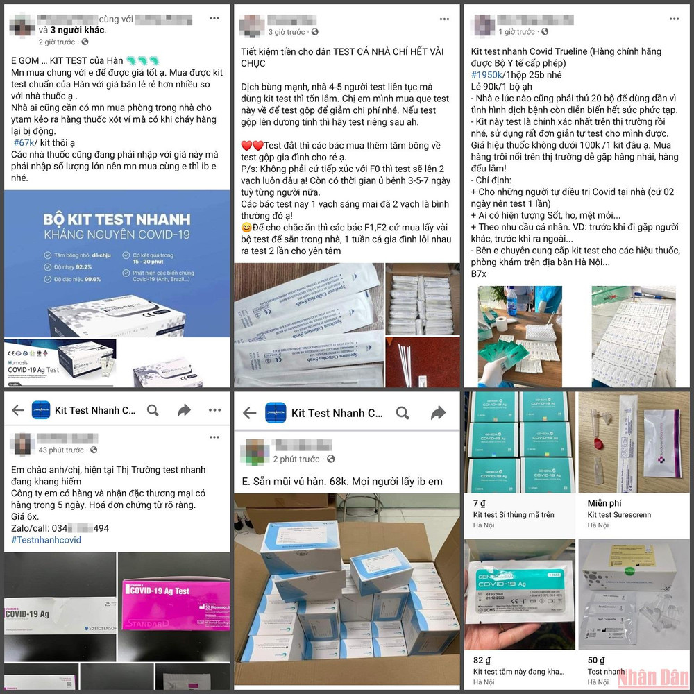 Kit test được rao bán trên mạng xã hội. (Ảnh: MINH DUY) Hà Nội: Kit test Covid-19 khan hàng, loạn giá -0