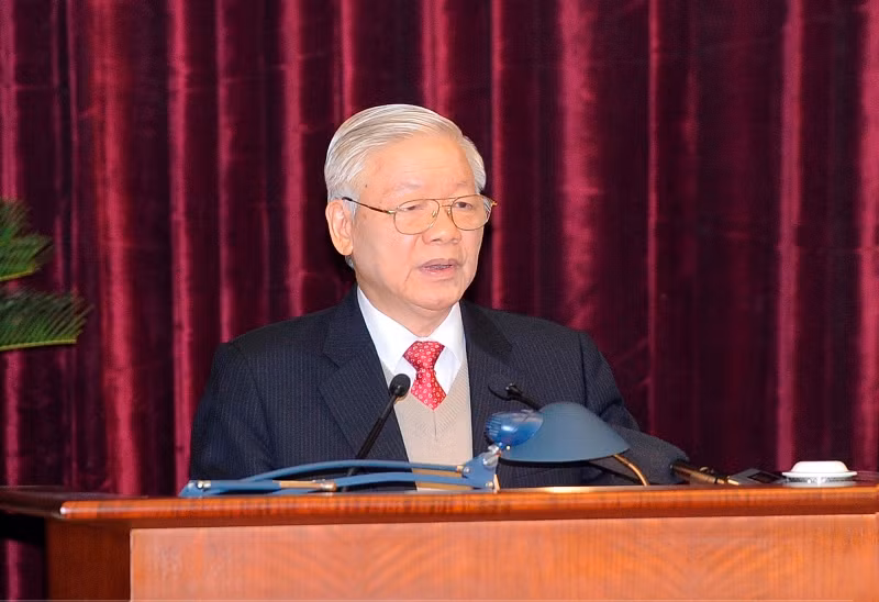 Tổng Bí thư, Chủ tịch nước Nguyễn Phú Trọng phát biểu khai mạc hội nghị. (Ảnh: ĐĂNG KHOA)