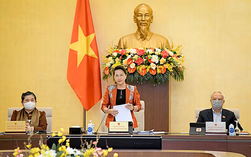 Chủ tịch Quốc hội Nguyễn Thị Kim Ngân phát biểu khai mạc phiên họp. Ảnh: Quốc hội.