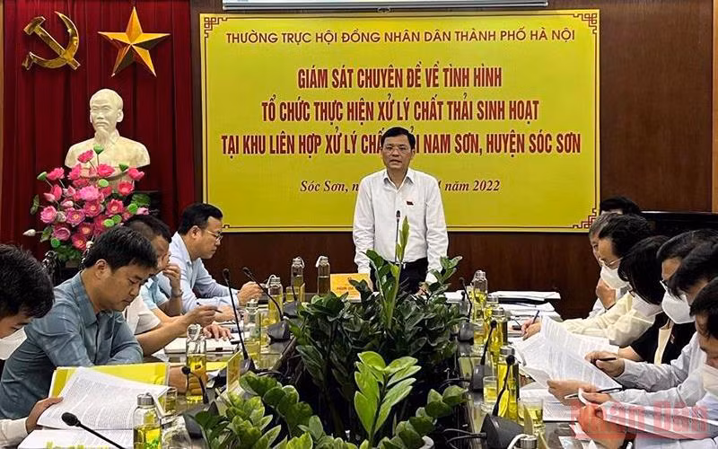 Đoàn giám sát của Thường trực Hội đồng nhân dân thành phố Hà Nội làm việc với huyện Sóc Sơn.