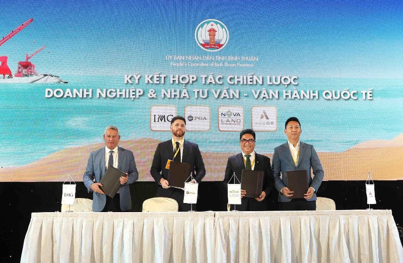 Novaland ký kết hợp tác với PGA và IMG tại Hội nghị xúc tiến đầu tư tỉnh Bình Thuận tháng 9-2019. Ảnh: Novaland Bình Thuận trở lại đường đua -0