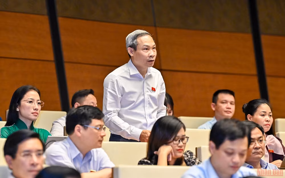 Đại biểu Phan Đức Hiếu phát biểu tại phiên thảo luận của Quốc hội chiều 13/6. (Ảnh: LINH NGUYÊN)