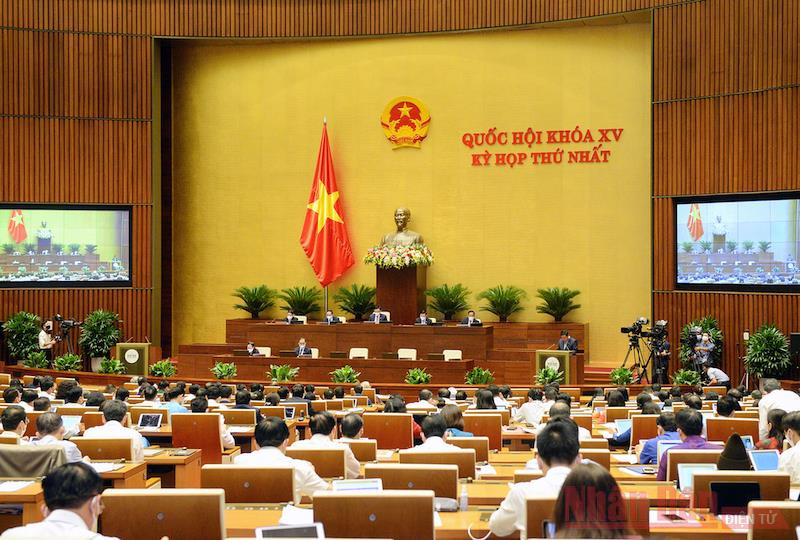 Toàn cảnh phiên họp tại Hội trường ngày 22/7, Kỳ họp thứ nhất, Quốc hội khoá XV. (Ảnh: DUY LINH)