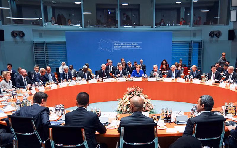Hội nghị về hòa bình Li-bi diễn ra ở Béc-lin (Đức). Ảnh ATALAYAR