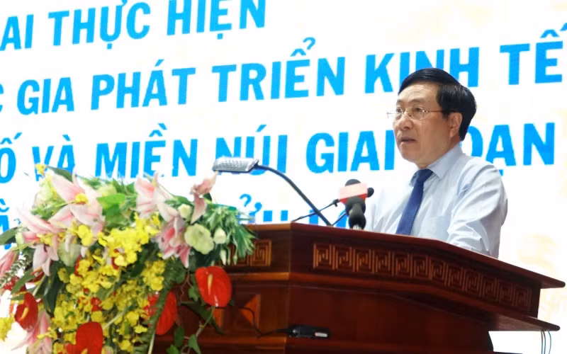 Phó Thủ tướng Thường trực Chính phủ Phạm Bình Minh phát biểu chỉ đạo Hội thảo.
