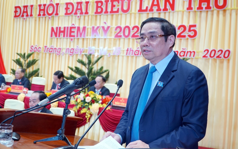Đồng chí Phạm Minh Chính phát biểu chỉ đạo Đại hội. Đại hội đại biểu Đảng bộ tỉnh Sóc Trăng khai mạc -0