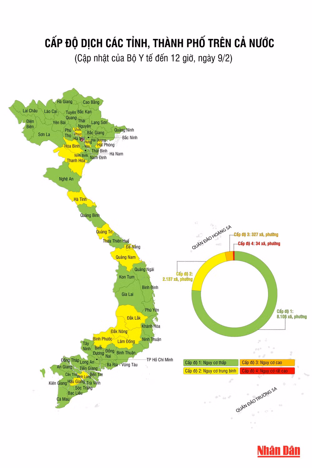 Cấp độ dịch các tỉnh, phố trên cả nước, cập nhật đến ngày 9/2 -0