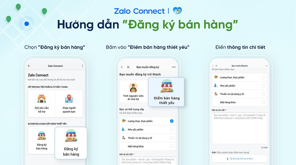 Đăng ký mở điểm bán hàng thiết yếu, thuốc men trên Zalo Connect. 50.000 điểm cung cấp hàng thiết yếu, thuốc men gần nhà qua Zalo Connect -0