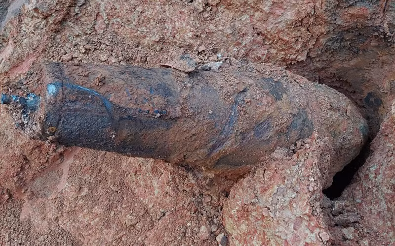 Quả bom được phát hiện tại xã Lãng Công, huyện Sông Lô.