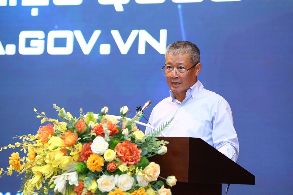 Thứ trưởng Nguyễn Thành Hưng phát biểu tại buổi lễ. Lễ khởi động Cổng dữ liệu quốc gia -0