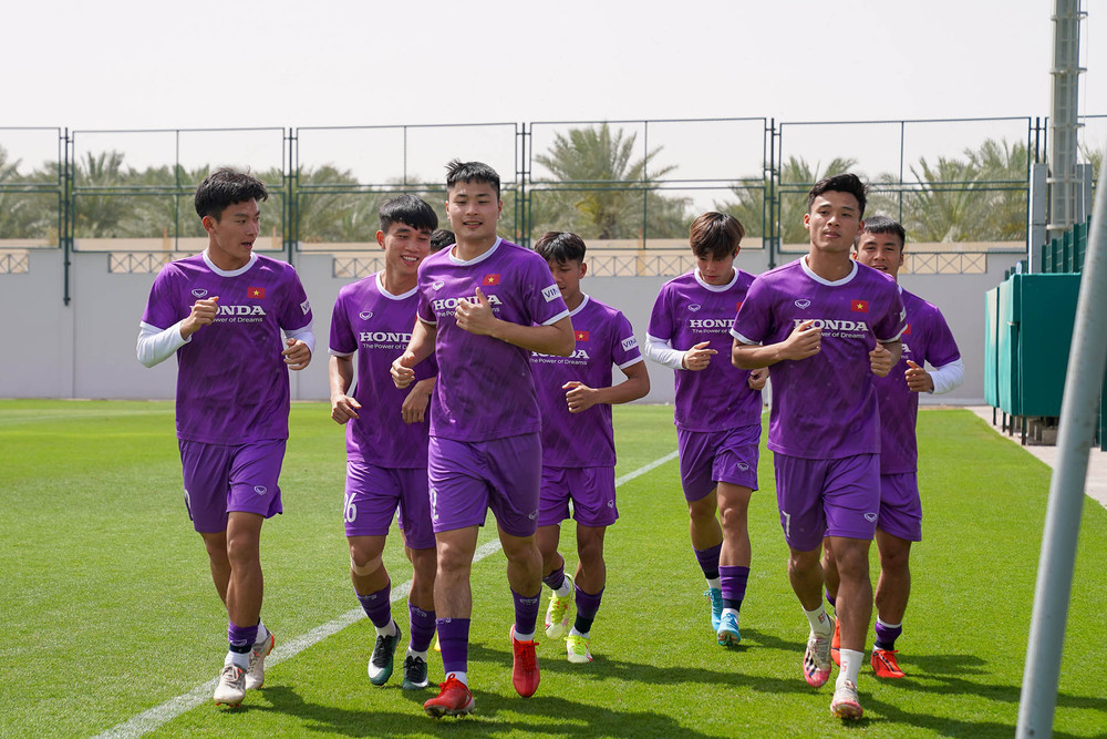 Các cầu thủ U23 Việt Nam trong buổi rèn quân. (Ảnh: VFF)