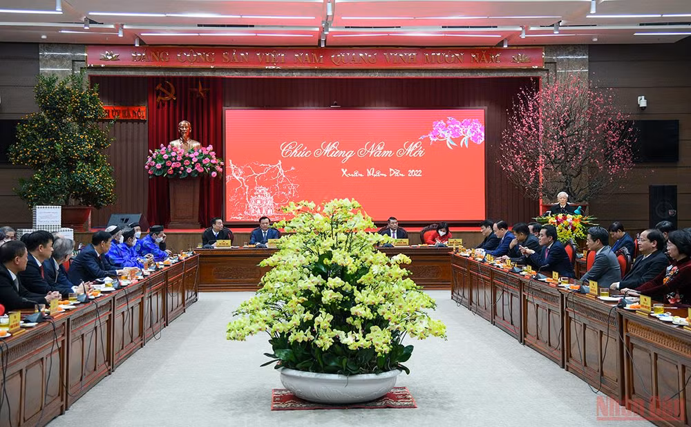 Tổng Bí thư Nguyễn Phú Trọng thăm, chúc Tết Đảng bộ, Chính quyền và nhân dân Thủ đô -0