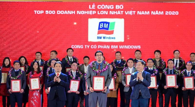 BM Windows nằm trong danh sách 500 doanh nghiệp tư nhân lớn nhất Việt Nam (VNR500) năm 2019 và tiếp tục thăng hạng trong năm 2020. BM Windows vào tốp 27 trong ngành xây dựng theo VNR500 năm 2020 -0