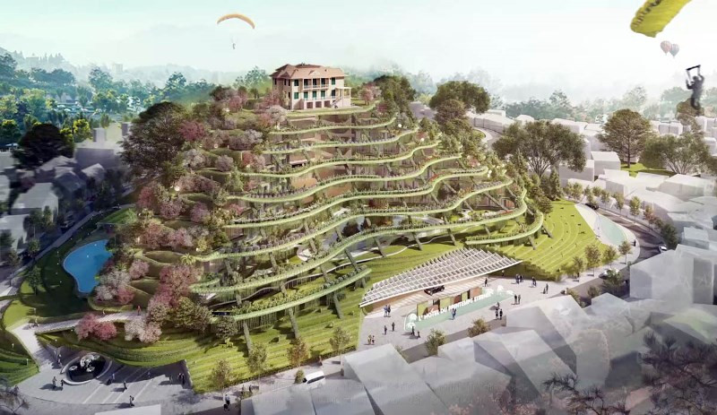Mô hình ý tưởng kiến trúc công trình thuộc phương án 1. Trưng bày lấy ý kiến phương án kiến trúc khu vực đồi Dinh Đà Lạt -0