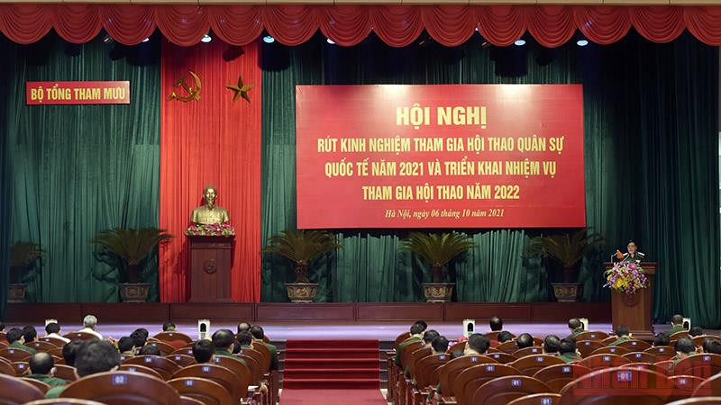 Quang cảnh hội nghị. Đoàn Quân đội nhân dân Việt Nam đạt kết quả thành công rất tốt đẹp tại Army Games 2021 -0