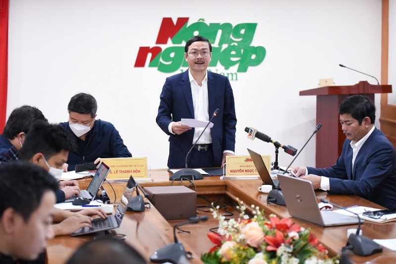 Ông Nguyễn Ngọc Thạch, Tổng Biên tập Báo Nông nghiệp Việt Nam chia sẻ tại Diễn đàn kết nối nông sản 970 về kết nối sản xuất, chế biến nông sản và thúc đẩy thị trường nội địa. Tìm giải pháp tháo gỡ khó khăn về thông quan nông sản -0
