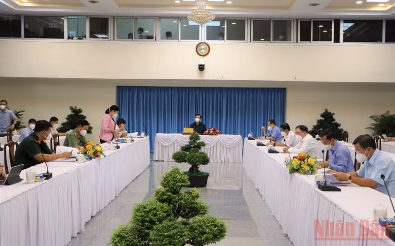 Quang cảnh buổi họp Ban Chỉ đạo phòng, chống dịch Covid-19 tỉnh Đồng Nai.