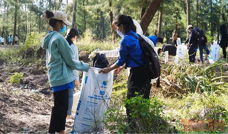 Thanh niên Thừa Thiên Huế chung tay làm sạch môi trường biển -1